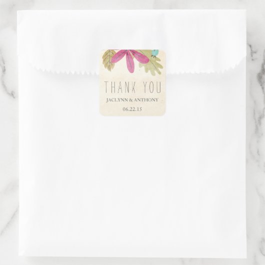 パラダイス素朴ありがとうステッカー スクエアシール (バッグ)