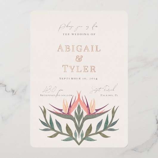 パラダイス結婚の 箔招待状 (正面)