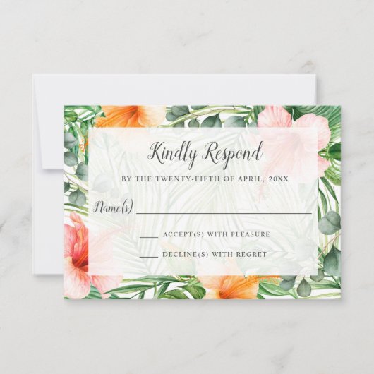 パラダイス結婚トロピカルRSVP 出欠カード (正面)