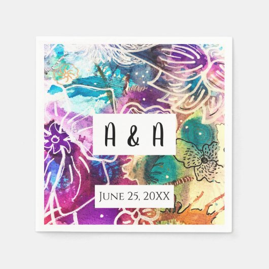 パラダイス結婚フローラナプキンス スタンダードカクテルナプキン (正面)