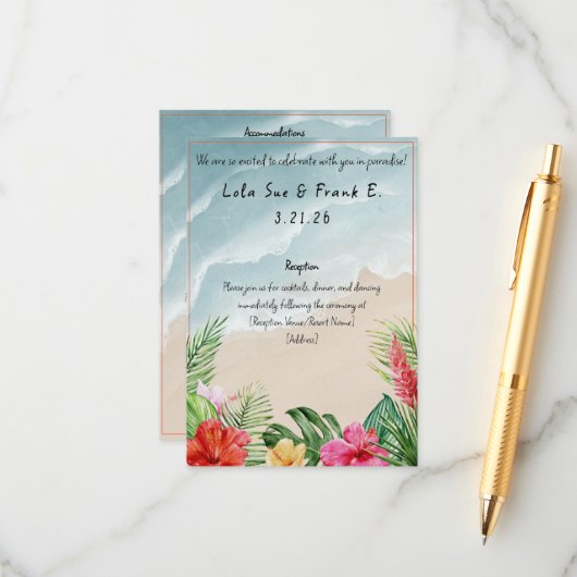 パラダイス開花結婚のエンクロージャカード エンクロージャーカード (正面/裏面インサイチュ)