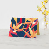 パラダイス鳥トロピカルサンセットグリーティングカード カード (黄色い花)