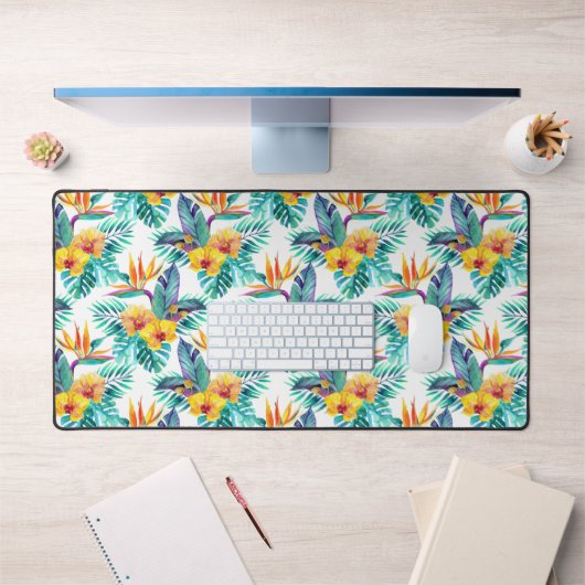パラダイス&オーキッドパターンの鳥 デスクマット (オフィス1)