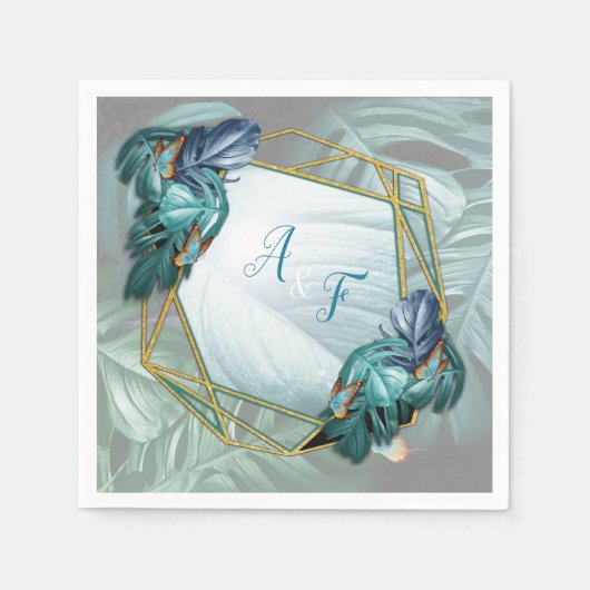 パラダイス/トロピカルターコイズスプラッシュ スタンダードカクテルナプキン (正面)