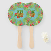 パラダイス「パーティーのようなパイナップル」「ハワイアンルアウ(ハワイ式宴会)」 ハンドファン (正面&裏面)