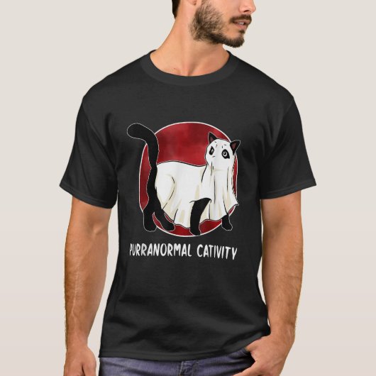パラノーマル+キャティビティ+猫好き+ホラー+幽霊+子猫 Tシャツ (正面)