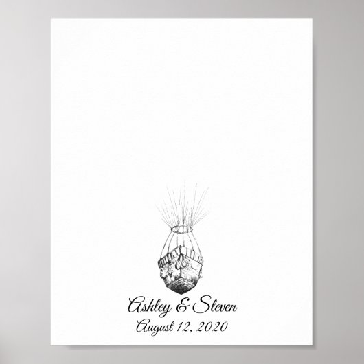 パラプレーン結婚の指紋のゲストブック ポスター (正面)