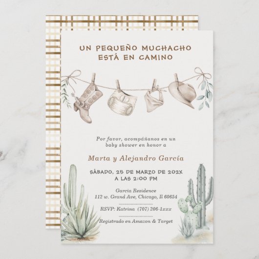 パラベイビーシャワーヴァケロニーニョペルソナライズダス 招待状 (正面/裏面)