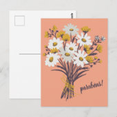 パラベンス おめでとう デイジー ブーケ カスタム ポストカード (正面/裏面)
