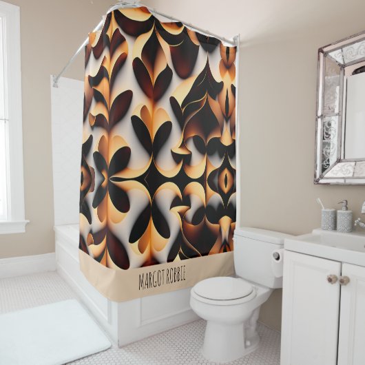 パラメトリック3Dフラワーモザイクモダンパターン シャワーカーテン (インサイチュ)