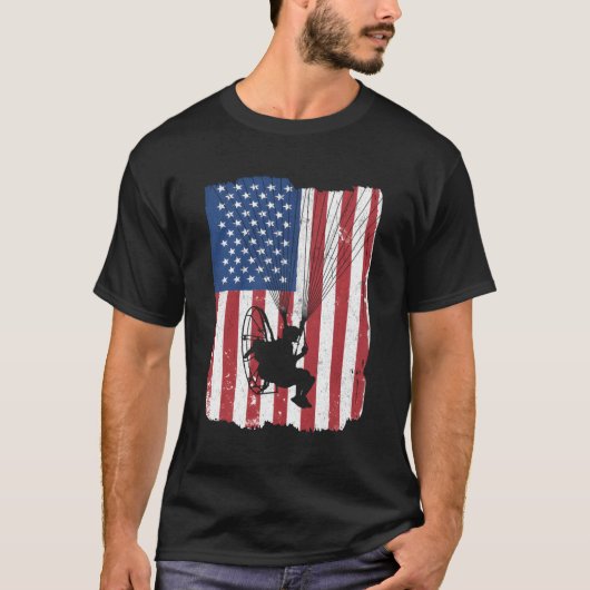 パラモートルパイロット動力パラグライダー米国アメリカンFl Tシャツ (正面)