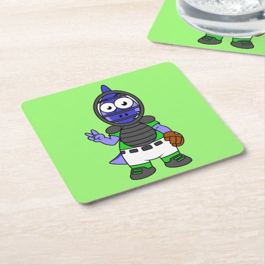 パララウロフォスのイラストレーション スクエアペーパーコースター (アングル)