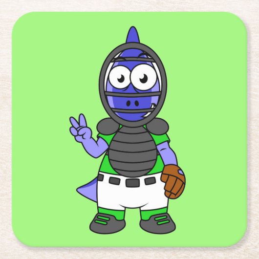 パララウロフォスのイラストレーション スクエアペーパーコースター (正面)