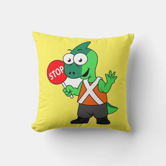 パララウロフォスイラストレーション交通監視員 クッション (正面)