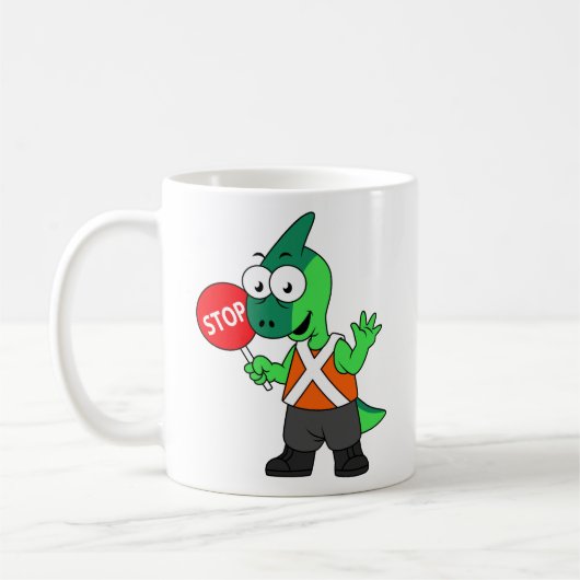 パララウロフォスイラストレーション交通監視員 コーヒーマグカップ (左)