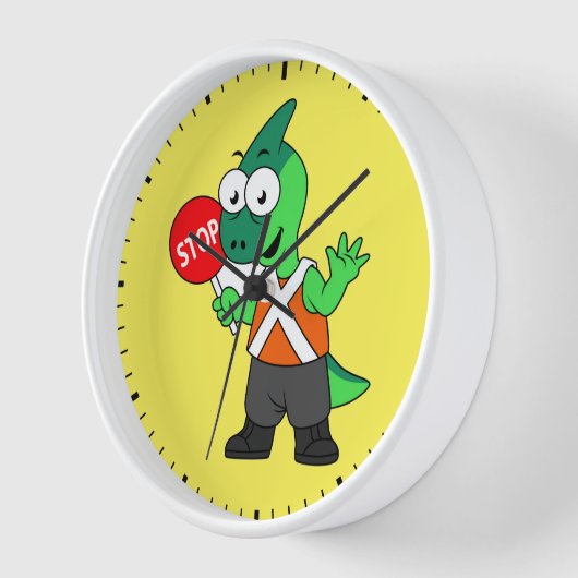 パララウロフォスイラストレーション交通監視員 壁時計 (傾斜)