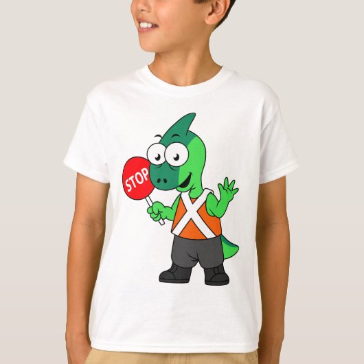 パララウロフォスイラストレーション交通監視員 Tシャツ (正面)