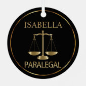 パラリーガル – 黒と金ゴールド メタルオーナメント (裏面)