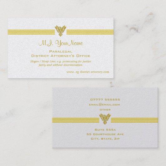 パラリーガルDAsのオフィスの贅沢な金ゴールドは、フェニックス縞で飾ります 名刺 (正面/裏面)
