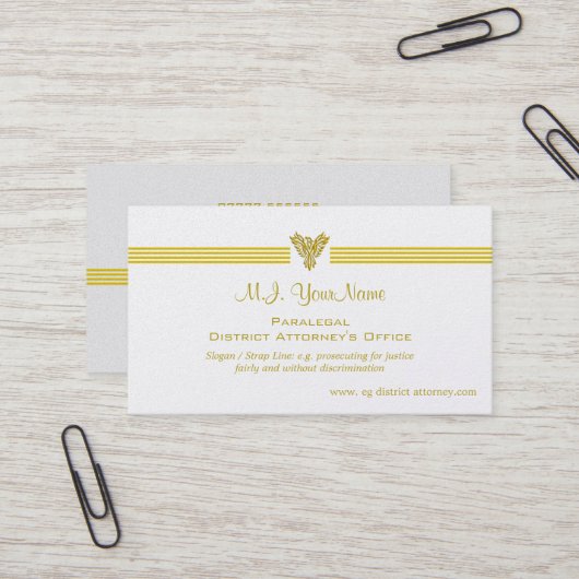 パラリーガルDAsのオフィスの贅沢な金ゴールドは、フェニックス縞で飾ります 名刺 (正面/裏面インサイチュ)