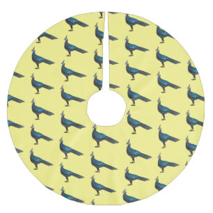 パラワン孔雀キジ鳥の漫画イラストレーション ブラッシュドポリエステルツリースカート