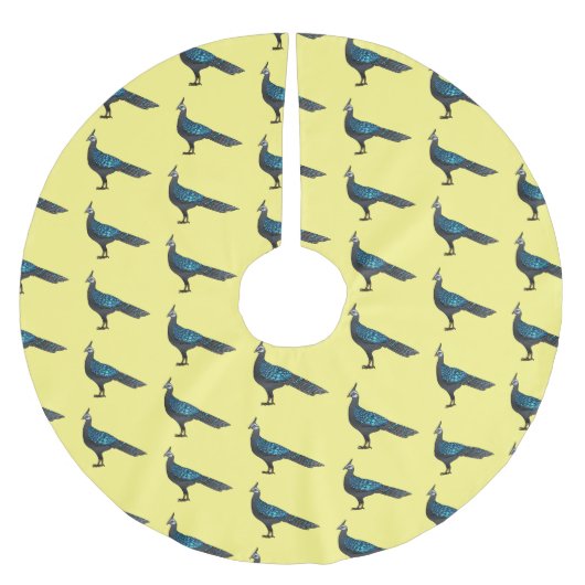 パラワン孔雀キジ鳥の漫画イラストレーション ブラッシュドポリエステルツリースカート (正面)