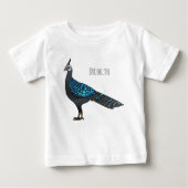 パラワン孔雀キジ鳥の漫画イラストレーション ベビーTシャツ (正面)