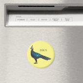 パラワン孔雀キジ鳥の漫画イラストレーション マグネット (インサイチュ (食洗機))