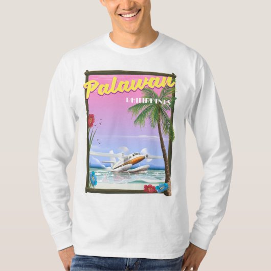 パラワン島 フィリピン 飛行ポスター Tシャツ (正面)