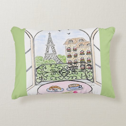 パリお洒落とエッフェルタワー アクセントクッション (正面)