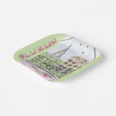 パリお洒落エッフェルタワーブライダルシャワー ペーパープレート (傾斜あり)