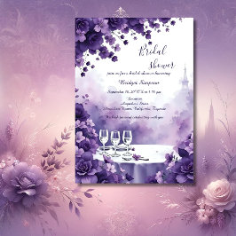 パリお洒落ス&パープルフローラブライダルシャワー 招待状
