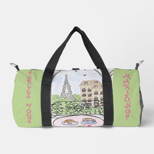 パリお洒落ーとエッフェルタワー麻雀 ダッフルバッグ (正面)