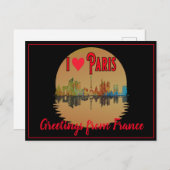 パリからの挨拶スカイラインサンセットのお土産 シーズンポストカード (正面/裏面)