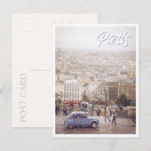 パリからサクレクール教会パープルカーフォト ポストカード (正面/裏面)
