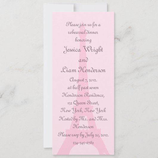 パリかわいらしリハーサルディナー招待状 招待状 (正面)