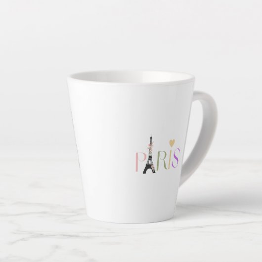 パリかわいらしー文字&エッフェルタワーラテコーヒーマグ カフェラテマグ (右アングル)