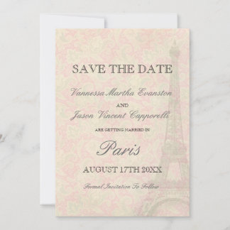 パリでのヴィンテージスタイルの結婚式　Save The Date セーブザデート