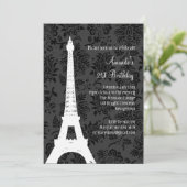 パリでの誕生日 21歳 (ブラック) 招待状 (スタンド正面)