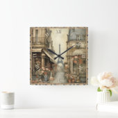 パリではみすぼらしいシック スクエア壁時計 (ホーム)