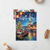 「パリでクリスマス」グリーティングカード ノートカード (正面/裏面インサイチュ)