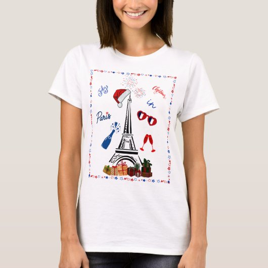 パリでクリスマス - 7月のクリスマス祝祭 Tシャツ (正面)
