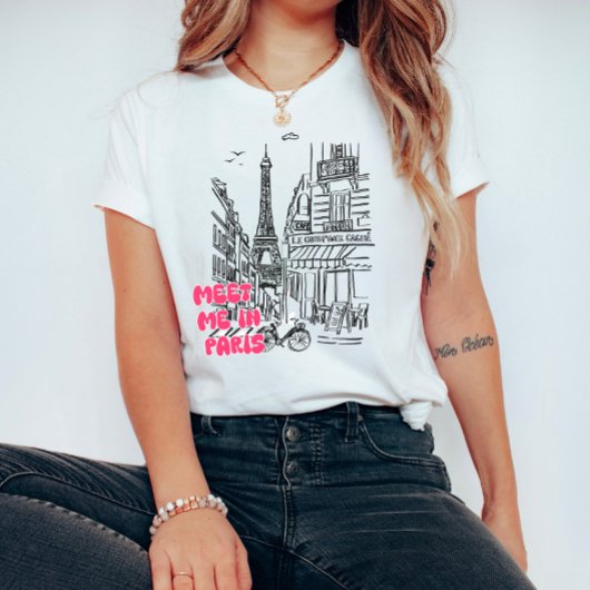 パリで会おう - エッフェル塔 Tシャツ