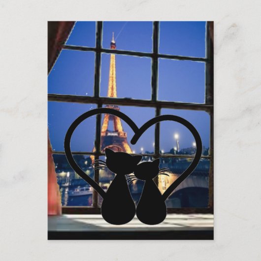 パリで恋に落ちた猫 ポストカード (正面)