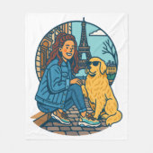 パリで最高の犬ママ フリースブランケット (正面)