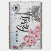 パリで私に会うフリンジド スローブランケット (正面縦)