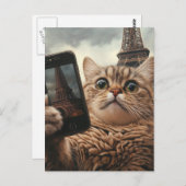パリで自分撮りをするかわいい猫|過去記事 ポストカード (正面/裏面)