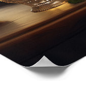 パリで飲み物を飲むスーツを着た愛らしい猫 ポスター (角)