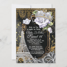パリときらきら光るダイヤモンドの誕生日パーティーへの招待 招待状