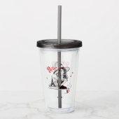 パリとコーヒー、赤 アクリルタンブラー (正面)